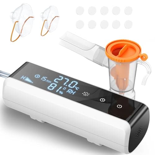 Nebulizador Bebe para Adultos y Niños, LED Inteligente con Temporizador Inhalador Compresión Ajustable Atomización Silencioso Compacto para Tos, Resfriado, Asma