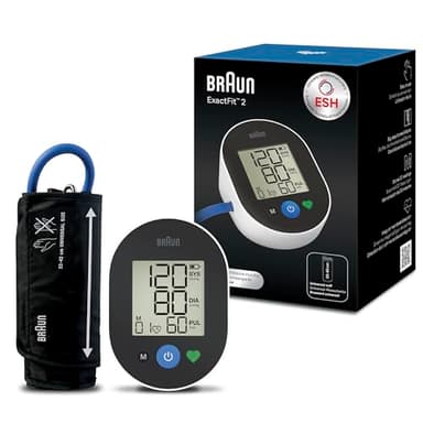 Braun ExactFit™ 2 Tensiómetro de brazo | Precisión clínicamente validada | Indicador codificado por colores | Manguito universal | Para uso doméstico | BUA4050