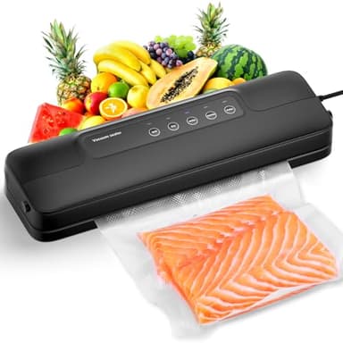 Vihoom Envasadora al Vacío 5 en 1, Maquina al Vacio de Alimentos para Uso Doméstico y Comercial, Secos y Húmedos, Incluye 10 Bolsas y Tubo de Vacío, Negra