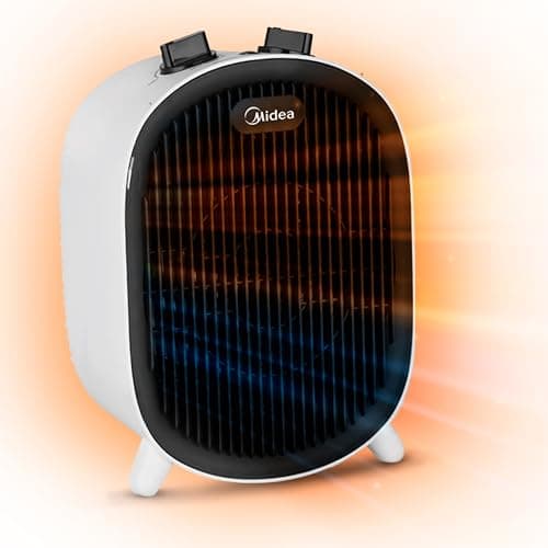 MIDEA Calefactor Eléctrico Baño de Bajo Consumo 2000W | Calefactor con Función Aire Frío y 2 Niveles de Potencia | Calentador Portatil con Termostato Regulable y Protección Sobrecalentamiento, Blanco