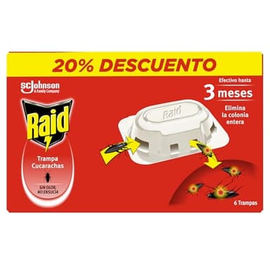 Raid Cebos Anticucarachas, Trampa para Eliminar Cucarachas y Huevos, 6 Unidades