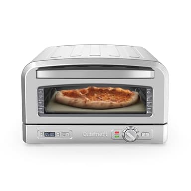 Cuisinart Horno de Pizza | Para uso Interior | Sabor a Leña en 5mins | Kit Completo de Pizza: Pelador de Pizza, Cortador, Piedra y Plato Hondo | Tiempo y Temperatura Ajustables Hasta 400°C