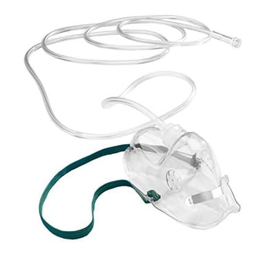 Mascarilla de oxígeno desechable para adultos, longitud del tubo de 210 cm, con barra nasal ajustable de aluminio y banda elástica cómoda para la fijación.