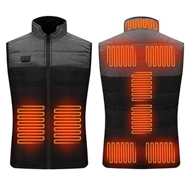 Bseical Chaleco Calefactable Hombre Moto, Chaqueta Calefactable Mujer Invierno, Chaleco Calentador Eléctrico, Chaquetas Con Calefaccion Ropa Camping Térmico (FR/ES, Letras, M, Regular, Regular)