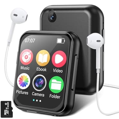 64GB Reproductor MP3 con 720P HD Cámara, Reproductor de Música con Bluetooth 5.4, Altavoz HD Integrado, Sonido HiFi, Radio FM, Grabadora de Voz, etc. Soporte Expandible hasta 256G