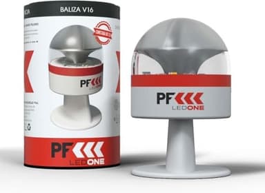 PF LED ONE - Luz Emergencia Coche Homologado DGT Obligatoria a partir de 2026, Baliza V16 Homologada DGT con Geolocalizador eSim y Datos pagados hasta 2038, V16 con Geolocalización BLANCO