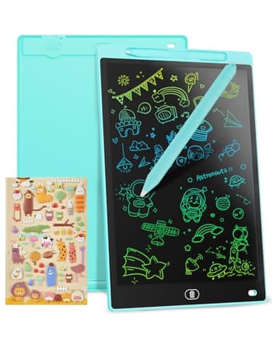 Genialba Tableta de Escritura LCD de colores de 12, Tablero de Dibujo Electrónico - Tablero de Grafiti con Pizarra de Dibujo Borrable Portátil, Regalo para Niños (Azul)