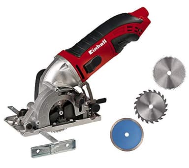 Einhell Juego de minisierras circulares TC-CS 860 (450 W, máx. 23 mm, hoja de sierra Ø 85 mm, adaptador de aspiración, tope paralelo, 2 hojas de sierra, 1 disco de corte de diamante, maletín)