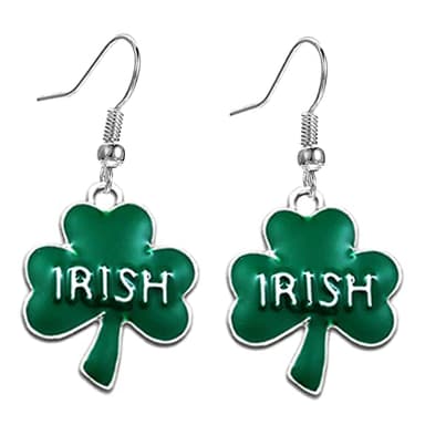 Charm Buddy Pendientes colgantes para el día de San Patricio, trébol irlandés, con bolsa de regalo, joyería celta irlandesa, Cuero sintético