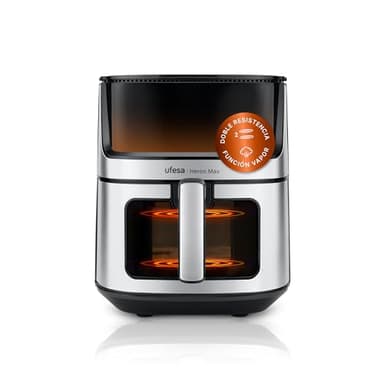 Ufesa Heron Max, Air Fryer Doble Resistencia, Función Vapor, Freidora Aire 8 Litros, Tecnología Air Pulse Ultra 360ºC, 2000 W