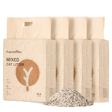 FUKUMARU Arena de Tofu para Gatos 10.8kg - Arena aglomerante para Gatos, Mezcla de pellets de madera de manzana, Libre de Polvo y fácil de aglomerar, Control de olores, se Puede desechar en el Inodoro