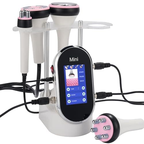 Radiofrecuencia Facial y Corporal - Cavitacion y Radiofrecuencia 4 en 1 - Aparato Masajeador Anticelulitico - Reductor Potente 40Khz y 4 Cabezales -Pantalla Color Táctil - Ideal Tratamiento Para Casa