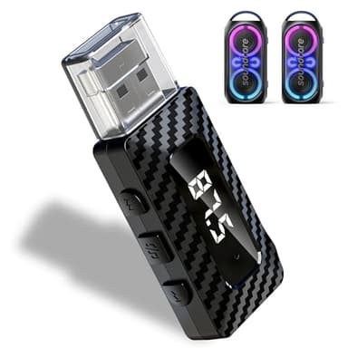 Bluetooth USB 5.3 Receptor Bluetooth,Adaptador Bluetooth para PC USB Bluetooth PC,Bluetooth para PC Adaptador Bluetooth USB Bluetooth Con 3,5 mm aux,Adaptedor Bluetooth para TV/ PC/radio del coche