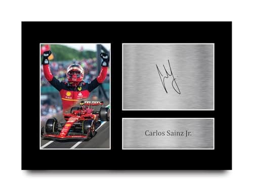 HWC Trading A4 Carlos Sainz Jr Ferrari Los Regalos Imprimieron La Imagen Firmada Del Autógrafo Para Los Fanáticos De Las Carreras De La Fórmula 1 De F1 - A4