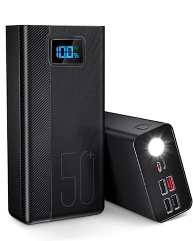 50000mAh Power Bank：22.5W Batería Externa de Carga rápida con Gran Capacidad y 5 Salidas y 3 entradas 2.5×20000 mAh