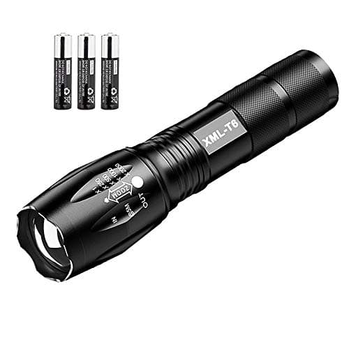 LED linterna T6 10 W, AAA linterna, 18650 de Zoomable Linterna, resistente al agua Linternas, (XM-L, 5 modos LED Set de embalaje con AAA Pilas recargables