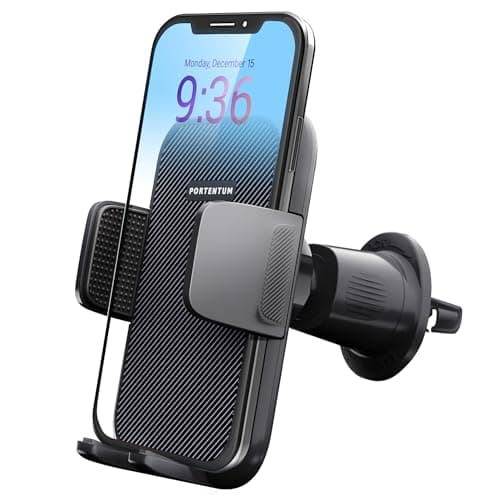 PORTENTUM Soporte Movil Coche | Clip de Gancho de Grado Militar | Suporte Telemovel Carro para Coche Aire Ventilación Sujeta Móvil Coche Accesorios Coche Universal para Teléfono Soporte móvil Coche