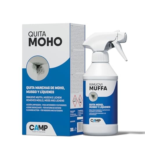 Camp Quita Moho - antimoho para paredes interiores y exteriores de acción rapida, aerosol antimoho limpieza, perfecto para eliminar moho, musgo y hongos - productos limpieza casa, 300 ml