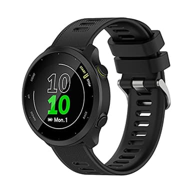 Wownadu 20mm Correas, Pulseras de Repuesto Compatible para Garmin Forerunner 55/158 / 245/165 / 645, Correa Negro Suave Silicona para Mujer y Hombre (sin Reloj)