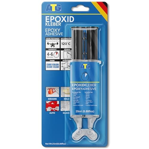 ATG® Pegamento epoxi 2 componentes - Pegamento bicomponente para plastico metal vidrio - Pegamento epoxico - Pegamento fuerte para plastico - Adhesivo de 2 componentes - Rápido y duradero