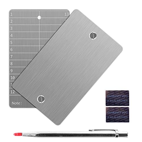 Billetera física para criptomonedas y bitcóin, copia de seguridad de frase de recuperación de 12 o 24 palabras BIP39, con lápiz de grabado (doble), color plateado