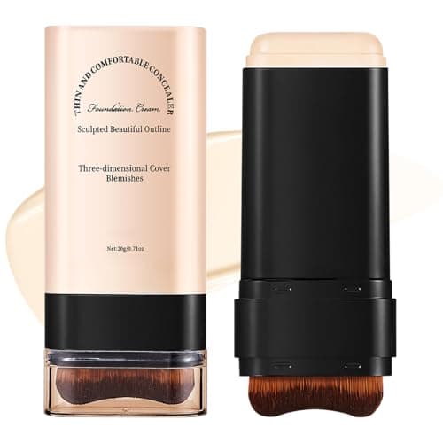 Base de Maquillaje en Barra Hidratante y Ligera 2 en 1, Foundation Stick with Built-In Brush, Acabado Mate, Cubrir Manchas, Larga duración, Resistente al Agua, Para Todo Tipo de Piel (Naturaleza 02#)