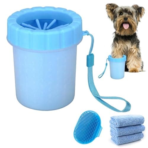 Limpiador Patas Perro, Limpia Patas Perro, Cepillo de baño para perros con 3 una toalla, para Limpiar los Pies Sucios de Perros