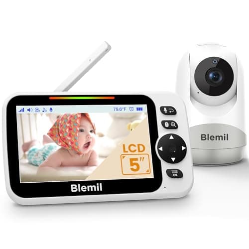 Monitor para bebés con batería de 30 Horas, Monitor para bebés de vídeo de Pantalla Grande de 5 Pulgadas con cámara y Audio, visión Nocturna, lulabies, sin WiFi