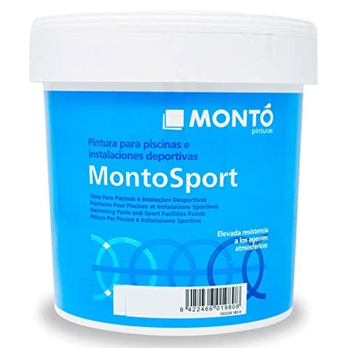 Montó Pintura Especial para el Mantenimiento y Renovación de Piedra Natural en Bordes de Piscina. Montosport Renovador Bordes Piscinas Color Blanco Hueso 4L