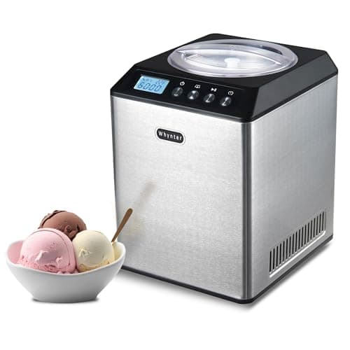 Whynter ICM-201SB ICM-201SB-Máquina de Helado Vertical con compresor automático de Capacidad de 2.1 Cuartos de galón con Cuenco Color Negro, Acero Inoxidable, Metalizado