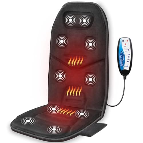 COMFIER cojín de Asiento de Masaje con Calor, 10 Motores de vibración, 3 Almohadillas de calefacción, masajeador de Espalda para Silla, cojín de Masaje para aliviar el Dolor de Espalda