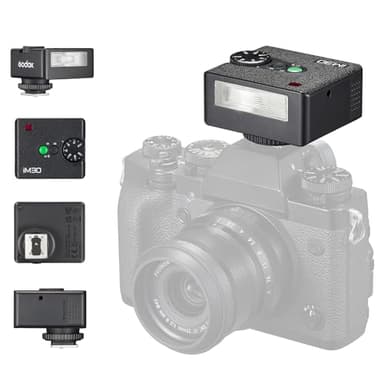 Godox iM30 Flash Godox Flash de Cámara, 7 Niveles de Potencia Mini Flash Speedlite 6500K±200K Flash de Cámara para Canon Sony Nikon Fuji Olympus