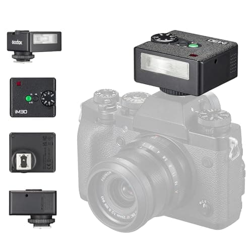 Godox iM30 Flash Godox Flash de Cámara, 7 Niveles de Potencia Mini Flash Speedlite 6500K±200K Flash de Cámara para Canon Sony Nikon Fuji Olympus