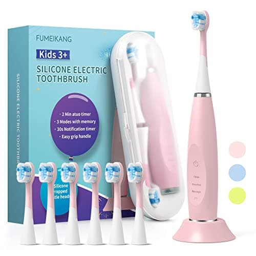 FUMEIKANG Cepillos de dientes eléctricos para niños Sonic Cepillo de dientes recargable para niños y niñas Cepillo de dientes eléctrico con temporizador inteligente - Rosa 3 4 5 6 7 8 9 10 11 12