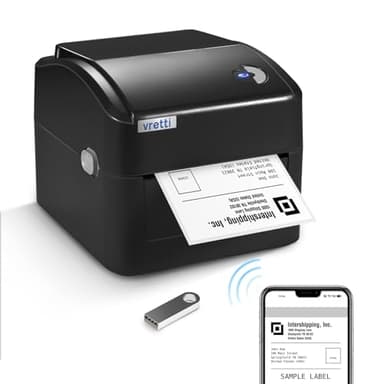 vretti Impresora de Etiquetas de Transporte WiFi 5G,Impresora de Etiquetas Térmicas 4x6,Adecuado para Envío de Paquetes,Compatible con Amazon,Etsy,Shopify,Ebay,UPS,DHL,Negro