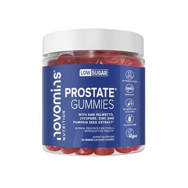 Gominolas de Próstata - con Semillas de Calabaza, Ortiga, Selenio, Zinc y Pygeum Africanum - Sin Gluten - Apoyo a la Próstata del Hombre y Salud Urinaria - 60 Gominolas - Prostata Support - Novomins