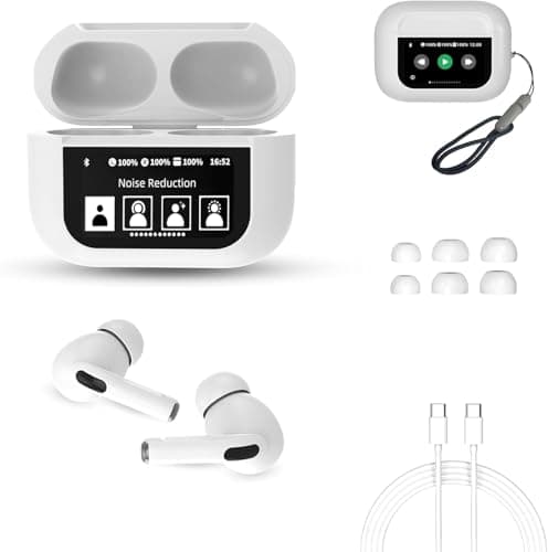 Auriculares Inalambricos Bluetooth, Auriculares Cancelacion Ruido Activa ANC con Microfono Pantalla Táctil Gaming Deportivos Sonido Premium, Cascos Inalámbricos 54Horas Reproducción
