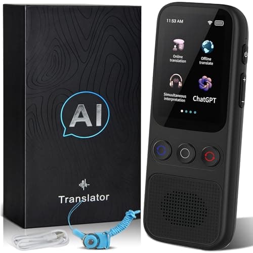 FTJKGH Traductor Instantaneo de Voz, Dispositivo de Traducción de Idiomas, 138 idiomas en línea/17 idiomas offline(español offline), No Necesita 4G Wi-Fi, Aprendizaje de Idiomas de Negocios, Black