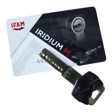 IFAM Cilindro Serie Iridium, 30x30mm, Leva Corta 13mm, Bombin Puerta, 5 Llaves, Doble Protección Antirotura, Antitaladro y Antiganzúa, Doble Sistema Antibumping, Cerradura Perfil Europeo, Color Níquel
