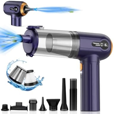 AKOFIC Aspirador Coche, 16000Pa Aspirador de Mano Potente, 4 En 1 Soplador Aspirador Portatil con Pantalla LED, Mini Aspiradora de Mano sin Cable para Pelo de Mascotas, Coche, Hogar, Oficina
