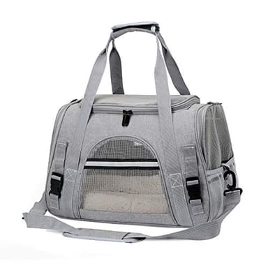 Transportín Gato Perro, Bolsa de Transporte Plegable para Mascota de Viaje Portátil y Transpirable con Correa Interior de Seguridad