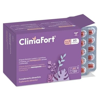[60 cáps] ClimaFort Menopausia | Para 2 meses | Alivia Sofocos, Sudoración y otros Síntomas de la Premenopausia | Pastillas con Lúpulo, Vitaminas y Minerales | 1 al día