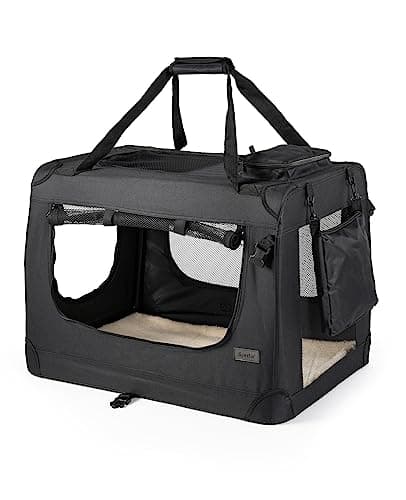 lionto Transportín para Perros Bolsa transportín para Perros Transportín Plegable Autobox Bolsa para Animales pequeños, (S) 50x34x36 cm Negro