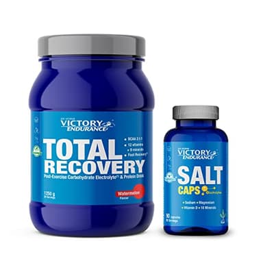 Victory Endurance PACK Total Recovery Sabor Sandía (1250g) + Salt Caps (90 cápsulas). Pack Ideal para Hidratación y Recuperación Rápida en Deportes de Resistencia. Con Vitaminas y Minerales.
