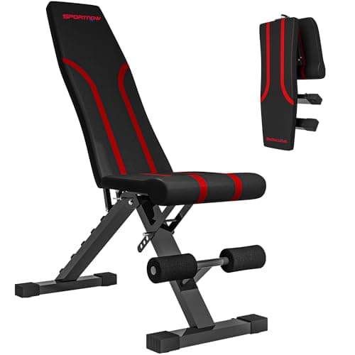 SPORTNOW Banco de Pesas Ajustable Banco de Musculación Plegable Banco de Abdominales para Entrenamiento de Cuerpo Completo en Hogar Gimnasio Negro