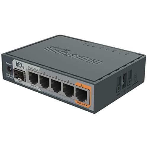 Mikrotik hEX S Ethernet Negro - Router (10,100,1000 Mbit/s, 10/100/1000Base-T(X), Negro, 256 MB, 11 W, CC)