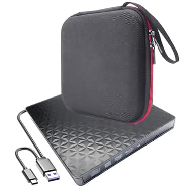 Reproductor de Blu-ray 3D externo 4K Ultra HD UHD y unidad óptica para portátil Dell Inspiron XPS 15 13 14 16 17 Plus 5000 7000 9000 UltraBook, portátil USB-C BD-RE DL DVD CD Writer + funda de