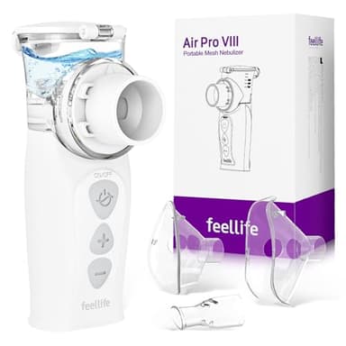 FEELLIFE Nebulizador Portatil Typc-C Ricaricabile, AIRPRO VIII Nebulizador Adultos y Bebe Tasa de Atomización Ajustable, Nebulizador Silencioso para Alivio de la tos, Rinitis y Síntomas Respiratorios