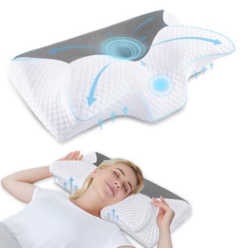 HOMCA Almohada Cervical de Espuma Viscoelastica, Almohada Ortopedica para Soporte de Cuello, Almohadas Ergonómico para Dormir de Lado y Boca Arriba, Gris