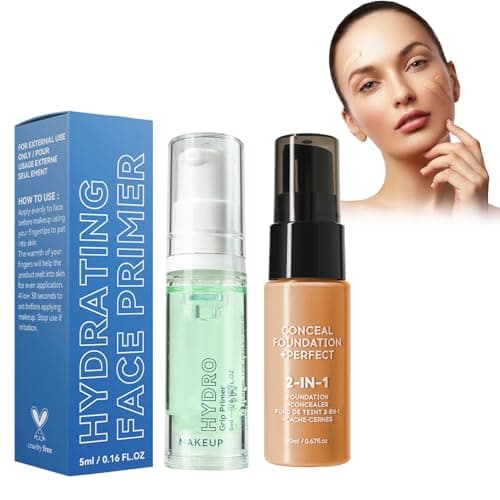 Base de Maquillaje Duradera, Full Coverage Foundation Resistente al Agua y al Sudor, Incluye 5ml Gel Hidratante Prebase, Ideal para Cualquier Tipo de Piel (#01, 20ml)